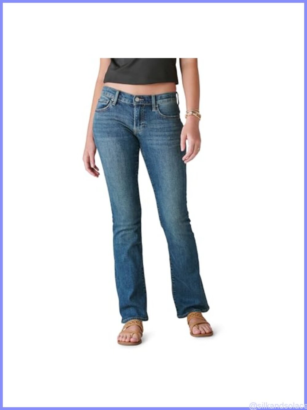 Stretch Bootcut Denim Jeans Mid Rise Classic Fit Casual